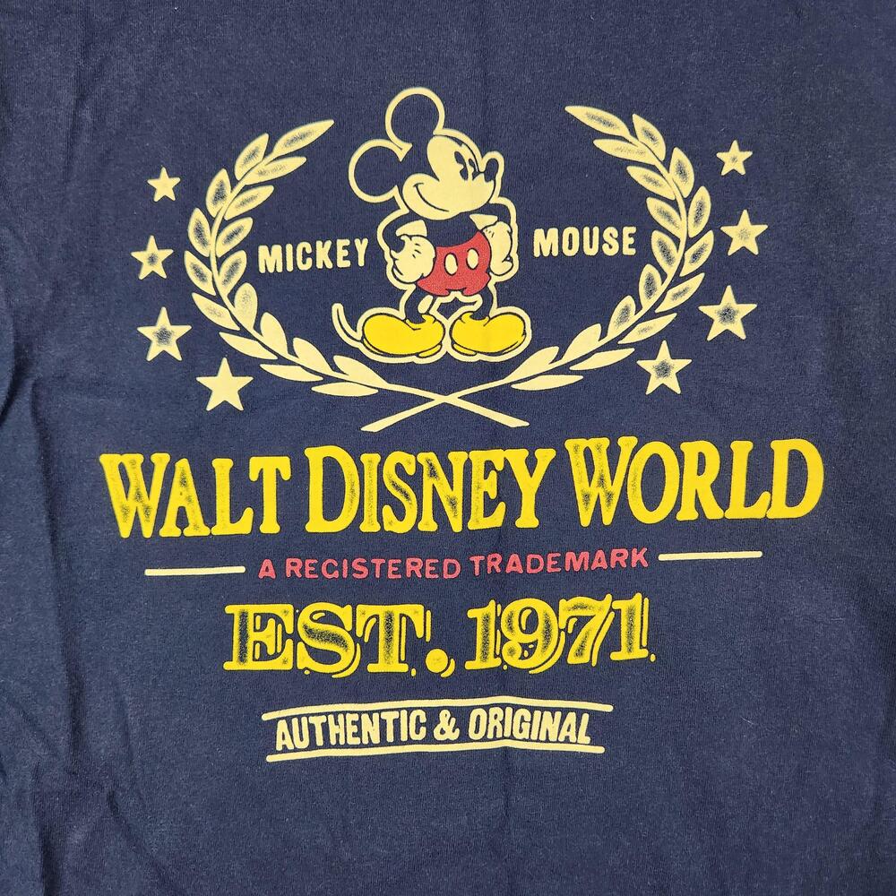 Disney Shirt Mens XL Blue Mickey Mouse Walt Disney World 1971 Graphic Logo Fan